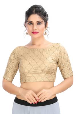 Gold Embroidered Silk  Designer Saree Blouse 1