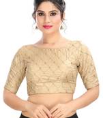 Gold Embroidered Silk  Designer Saree Blouse