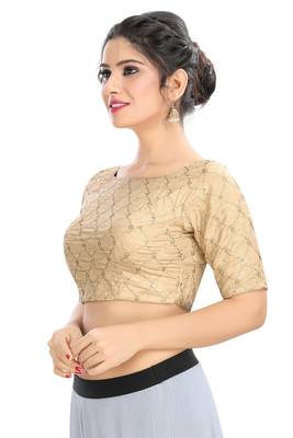 Gold Embroidered Silk  Designer Saree Blouse 2