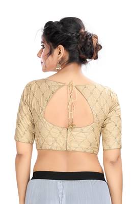 Gold Embroidered Silk  Designer Saree Blouse 3