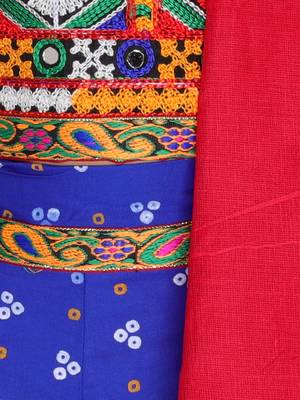blue embroidered mirror work navratri traditional lehenga choli 5