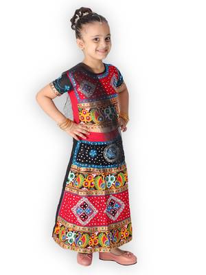 black embroidered mirror work navratri traditional lehenga choli 1