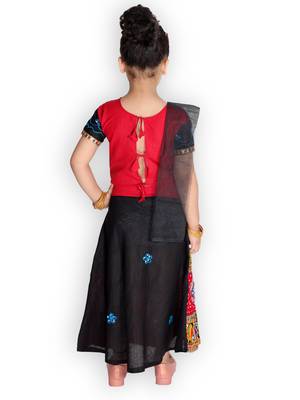 black embroidered mirror work navratri traditional lehenga choli 2