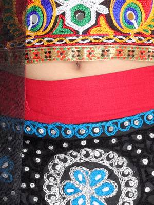 black embroidered mirror work navratri traditional lehenga choli 3