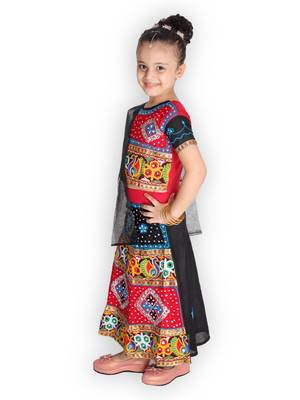 black embroidered mirror work navratri traditional lehenga choli 4