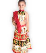 red embroidered mirror work navratri traditional lehenga choli