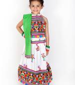 white embroidered mirror work navratri traditional lehenga choli