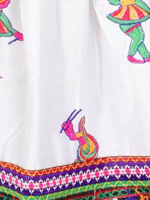 white embroidered mirror work navratri traditional lehenga choli 3
