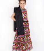 black embroidered mirror work navratri traditional lehenga choli