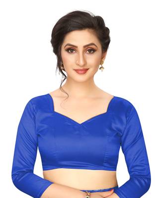 Blue printed art silk saree with blouse 4