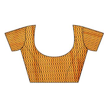 Mustard printed art silk saree with blouse 5