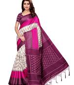 Multicolor printed art silk saree with blouse