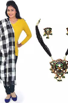 Latest Black White Kashmiri Stole Mothers Day