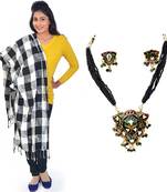 Latest Black White Kashmiri Stole Mothers Day