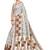 Cream printed art silk saree with blouse