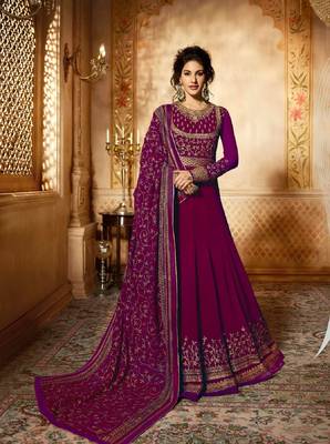 Purple embroidered georgette salwar 1