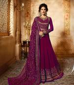 Purple embroidered georgette salwar