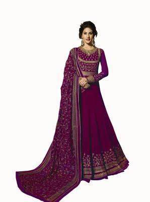 Purple embroidered georgette salwar 2