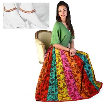 Floral Design Pure Cotton Lehnga Skirt Mother Day 1