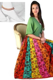 Floral Design Pure Cotton Lehnga Skirt Mother Day