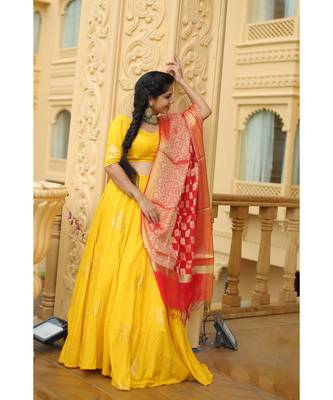 Yellow Rayon Three piece set 3