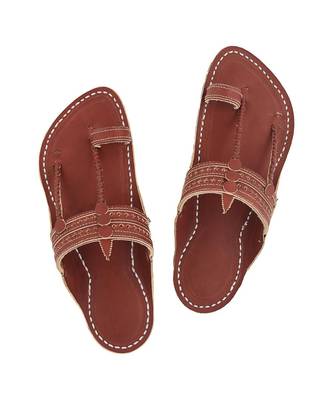 Red Brown Mens Leather Chappal 1