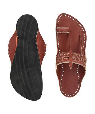 Red Brown Mens Leather Chappal 2