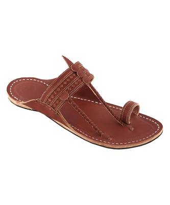 Red Brown Mens Leather Chappal 3