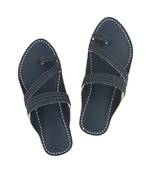Blue Mens Leather Chappal