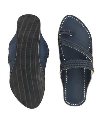 Blue Mens Leather Chappal 2
