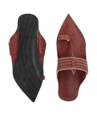 Red Brown mens Leather Chappal 2
