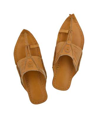 Dark Yellow Mens Leather Chappal 1
