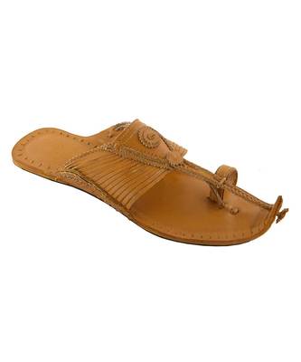 Dark Yellow Mens Leather Chappal 2