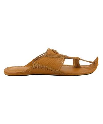 Dark Yellow Mens Leather Chappal 3