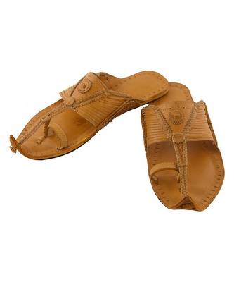 Dark Yellow Mens Leather Chappal 4