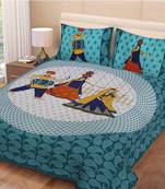 multicolor jaipuri Printed Double Bedsheet With Two pillow Covers (90*100)