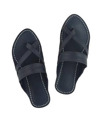 Blue Mens Leather Chappal 1