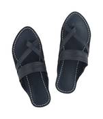 Blue Mens Leather Chappal