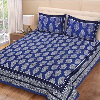 multicolor jaipuri Printed Double Bedsheet With Two pillow Covers (90*100) 1