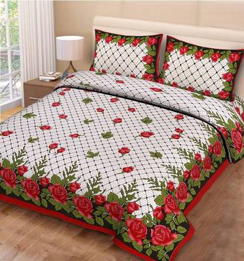 multicolor jaipuri Printed Double Bedsheet With Two pillow Covers (90*100) 1