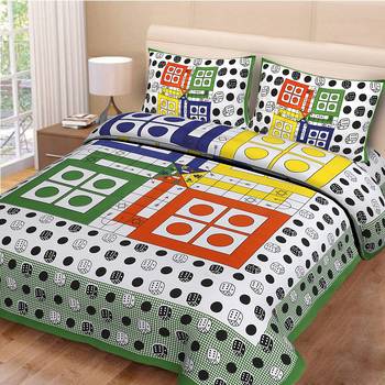 multicolor jaipuri Printed Double Bedsheet With Two pillow Covers (90*100) 1