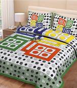 multicolor jaipuri Printed Double Bedsheet With Two pillow Covers (90*100)