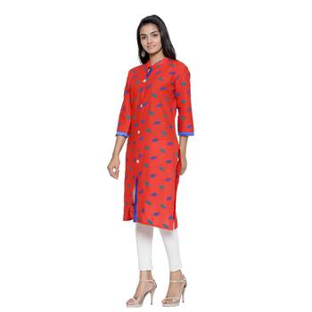 Red printed cotton cotton-kurtis 3