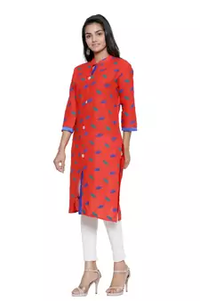 Red printed cotton cotton-kurtis