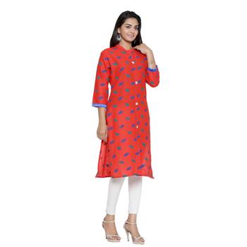 Red printed cotton cotton-kurtis 4