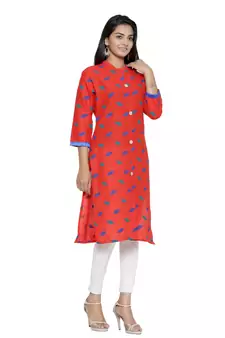Red printed cotton cotton-kurtis