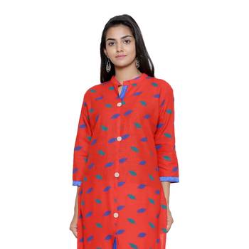 Red printed cotton cotton-kurtis 5