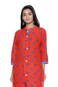 Red printed cotton cotton-kurtis