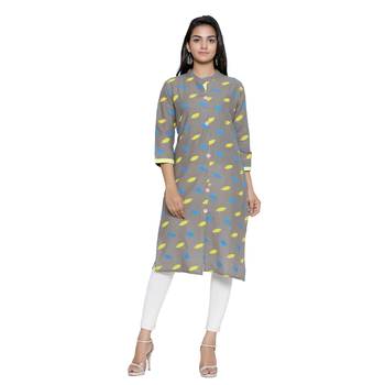 Grey printed cotton cotton-kurtis 1