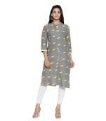 Grey printed cotton cotton-kurtis